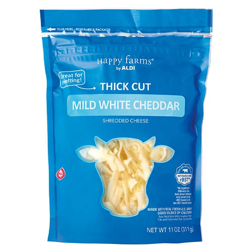 Thick  Cut Shredded White Cheddar Cheese, 11 oz