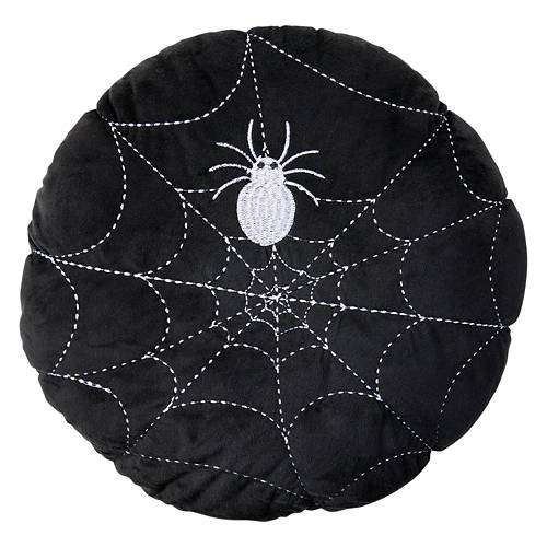 Spiderweb Shaped Halloween Sherpa Pillow - 15” Diameter