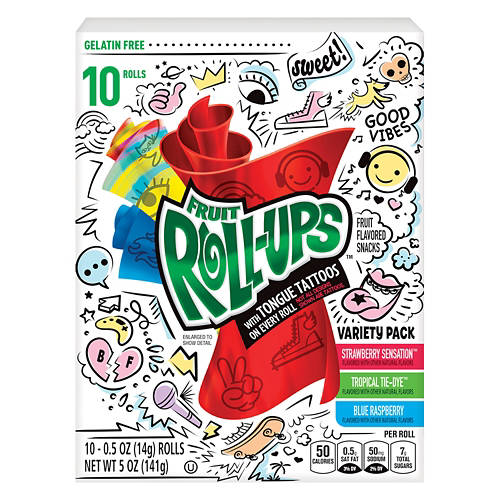 Tongue Tattoos Fruit Roll-Ups Variety Pack, 10 count