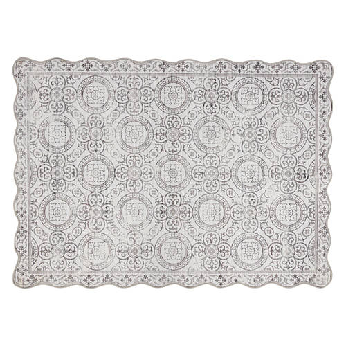 3' x 4' Washable Scalloped Accent Rug - Gray Medallions