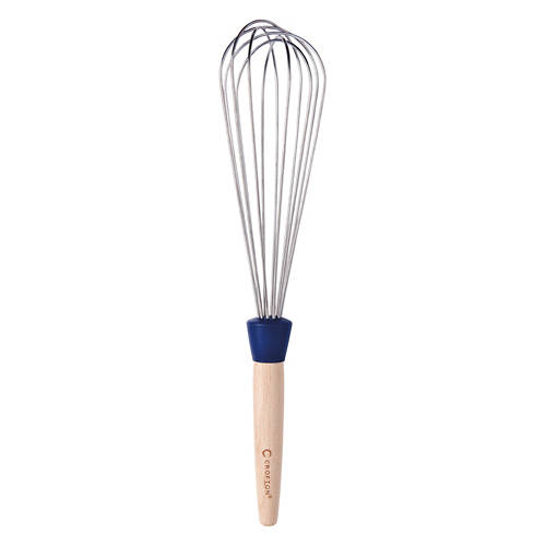 Beechwood & Silicone Whisk, Navy