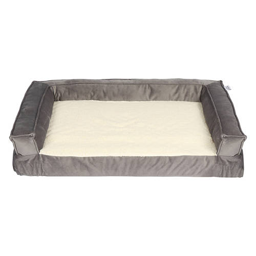 Anti-Slip Bolster Pet Bed - Grey, Extra Large