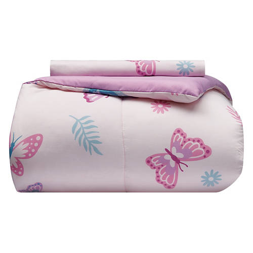 Twin Size Comforter Set - Butterflies, Pink