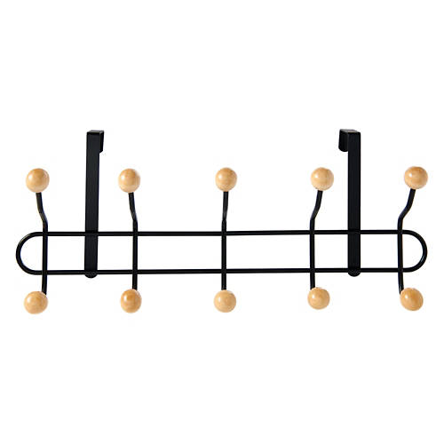 Innovative Double Hooks Design with Knobs - Black Frame, Brown Knobs