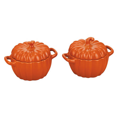 2 Pack Mini Pumpkin Casserole Dishes, Orange