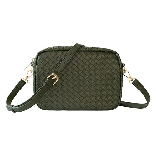 Women's Woven Crossbody Bag, Olive