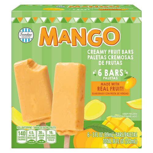 Premium Mango Ice Cream Bars, 6 count Product Image Front shot 01