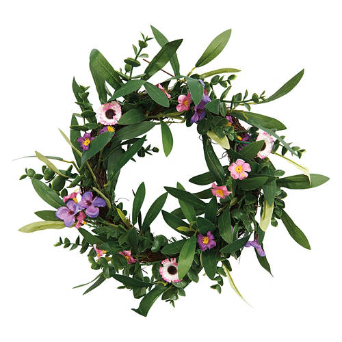 13" Spring Mini Wreath - Pink and Purple Wildflowers
