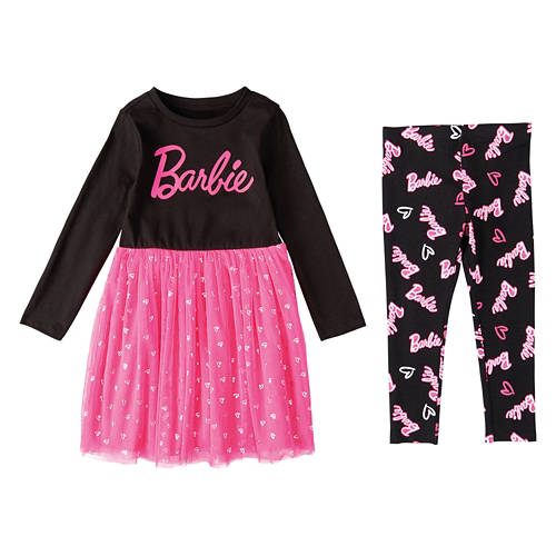 Childrens Barbie Character Long Sleeve Dress Set, XS