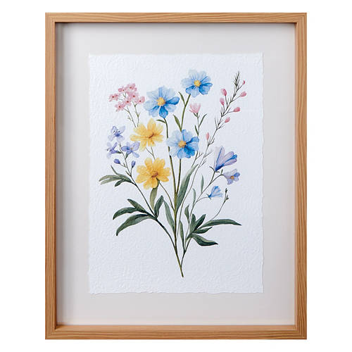 16" x 20" Spring Framed Wall Art - Blue Floral