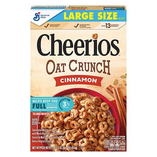 Cinnamon  Oat Crunch Cheerios Cereal, 18.2 oz Product Image Front shot 01