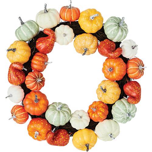 Mixed Pumpkins Wreath, 18"