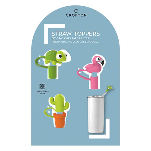 3 Pack Straw Topper - Turtle, Flamingo, Cactus