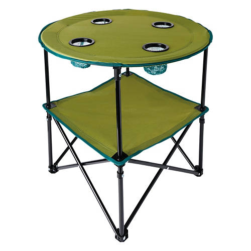 Round Collapsible Camping Table, Green Product Image Front shot 01