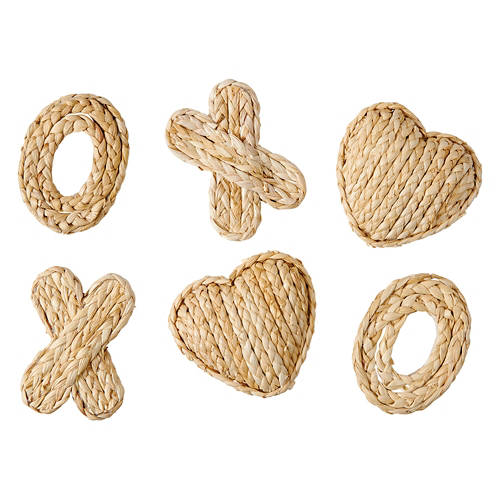 Decorative Valentine's Day Bowl Filler - XO, Natural Straw