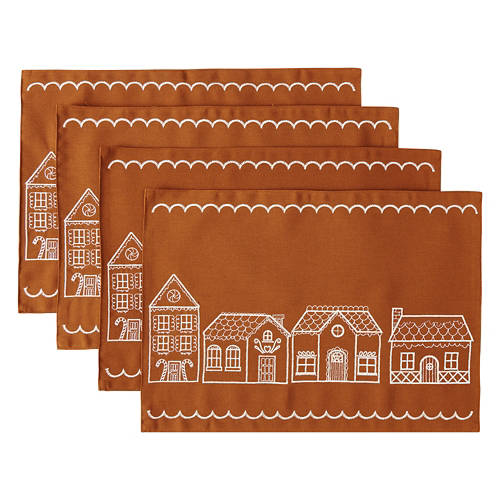 13” x 18” Holiday Placemats - Gingerbread, 4 Pack