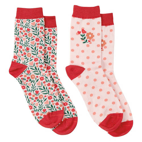 2 Pack Ladies Valentine Day's Socks, Pink/Dark Coral