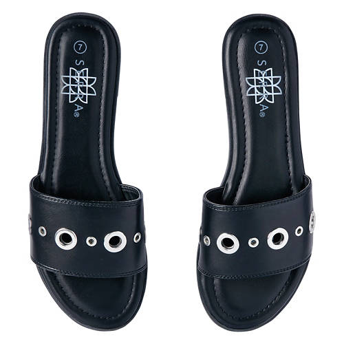 Ladies Summer Slide Sandals- Black, 8