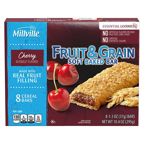 Cherry Fruit and Grain Cereal Bars, 8 count Product Image Front shot 01