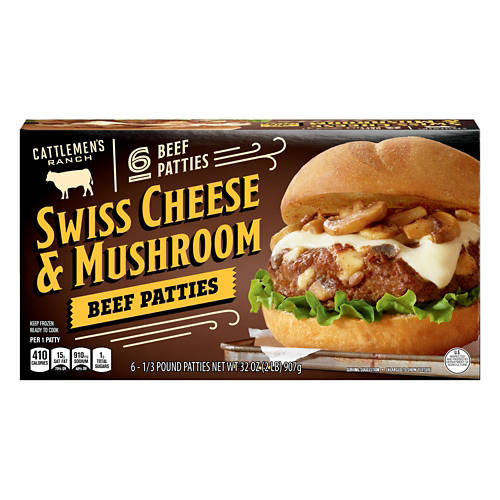 Mushroom Swiss Burger, 2 lb Product Image Front shot 01