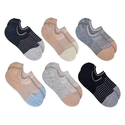6 Pack Ladies No Show Fitness Socks - Rose, 4-10