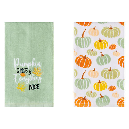 2 Pack Pumpkin Spice Towel Set, 15" x 25"