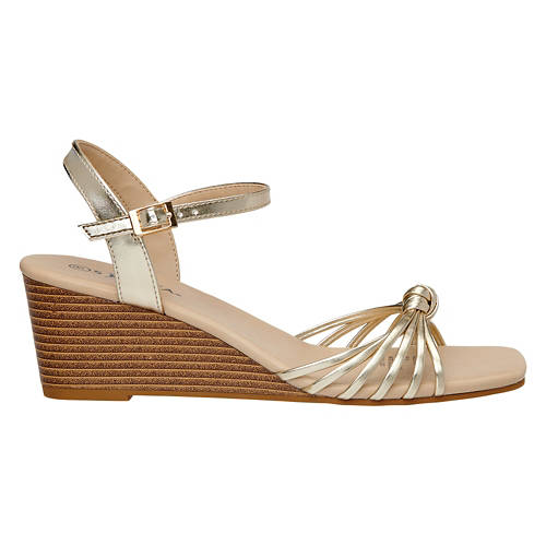 Ladies Fashion Wedge Sandal - Gold, 7