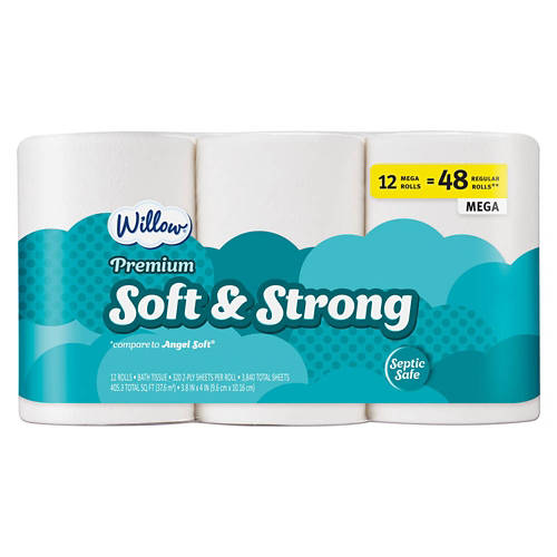 12 Roll Soft & Strong Bath Tissue - 320 Sheets