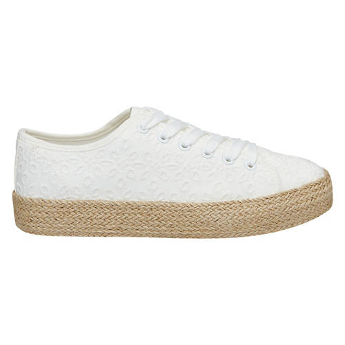 Ladies Espadrille Sneaker- White, 10