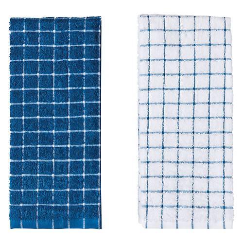 16" x  26" Kitchen Towels - Blue, 2 Pack