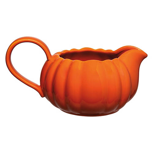 Orange Pumpkin Stoneware Gravy Boat