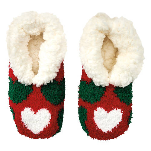 Childrens Cozy Slipper Socks - Heart, One Size Fits Most