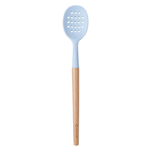 Beechwood & Silicone Slotted Spoon, Light Blue