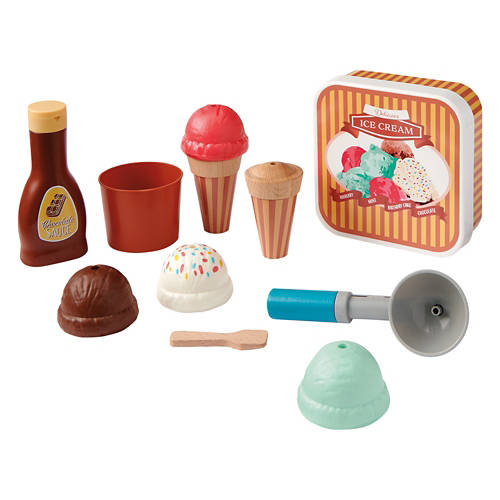 Kid's 15 Pieces Wooden Play Food Ice Cream Set