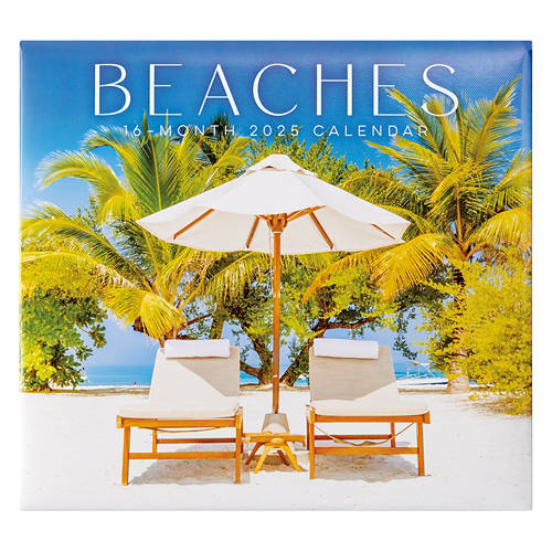 16 Month Year 2025 Wall Calendar - Beaches