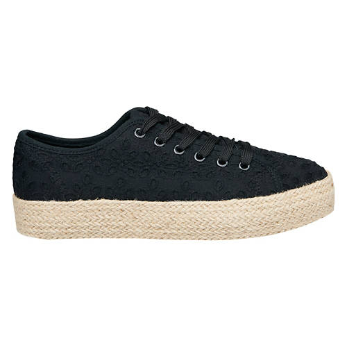 Ladies Espadrille Sneaker- Black, 8