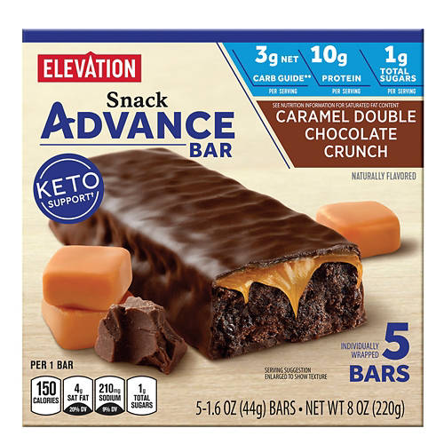 Caramel Double Chocolate Crunch Advance Snack Bars, 5 count