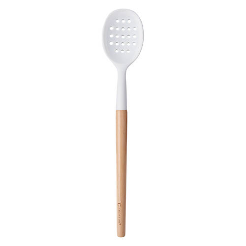 White Beechwood & Silicone Slotted Spoon