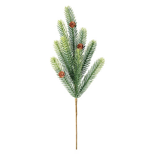 22" Holiday Faux Floral Stem - Evergreens with Mini Pinecones