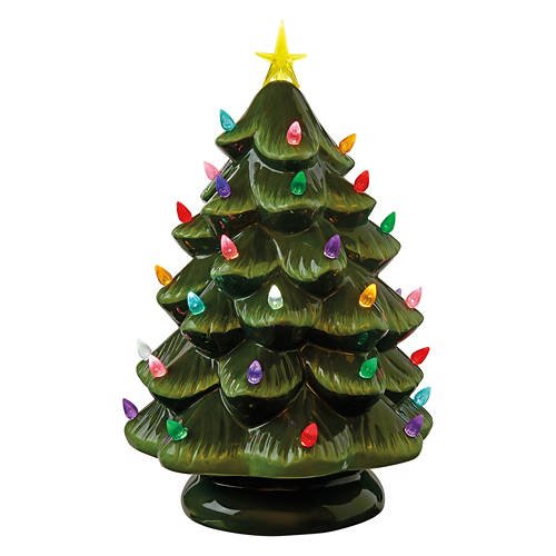 14.44" Hand Painted Ceramic Tree - Green