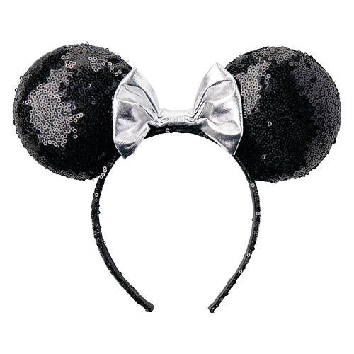 Minnie Character Headband - Black Ears with Silver Bow