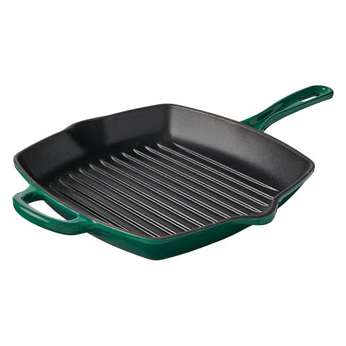 10" Cast Iron Grill Pan, Green Gradient