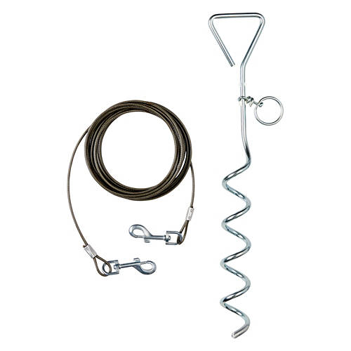 16 Ft Dog Run Cable and Stake - Black