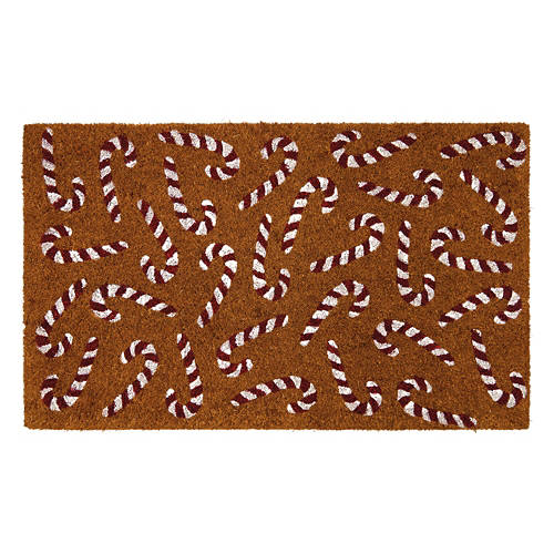 18" x 30" Holiday Coir Mat - Candy Canes