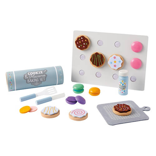 Kid's 26 Pieces Wooden Play Food Cookie & Macaron Set