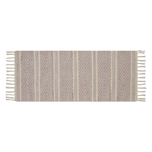 24" x 60" Reversible Woven Runner - Beige Fringe