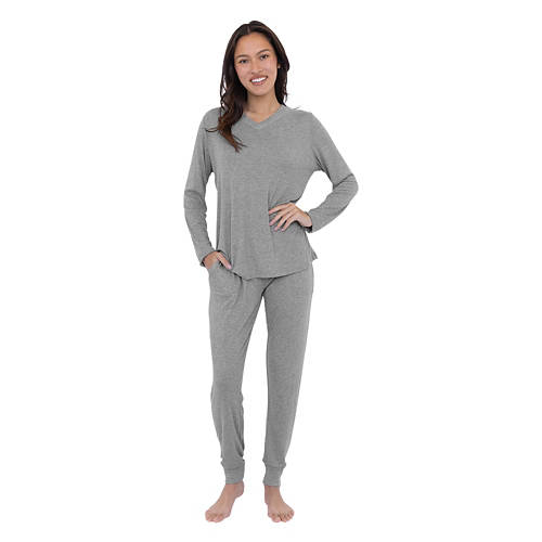 Ladies Pointelle 2 Piece Pajama Set - Grey, XL