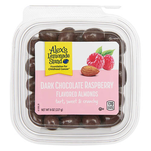 Dark Chocolate Raspberry Almonds, 8 oz Product Image Front shot 01