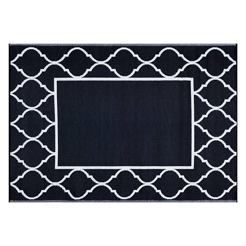 5' x 7' Reversible Indoor/Outdoor Rug - Navy Border Product Image Front shot 01