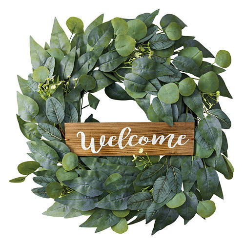 Welcome Eucalyptus Wreath, 22"